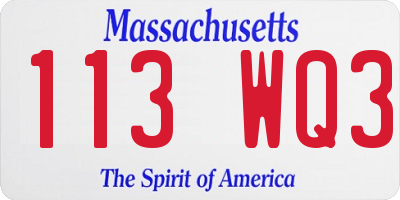 MA license plate 113WQ3