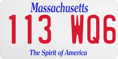 MA license plate 113WQ6