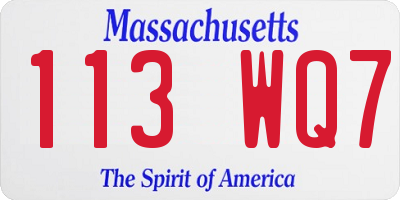 MA license plate 113WQ7