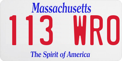 MA license plate 113WR0