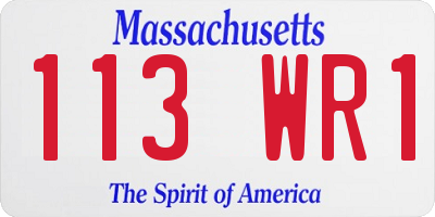 MA license plate 113WR1
