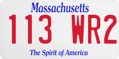 MA license plate 113WR2