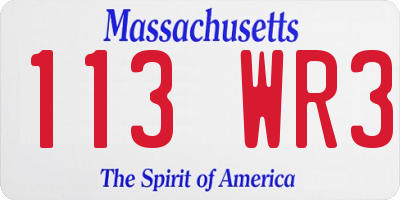 MA license plate 113WR3