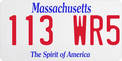 MA license plate 113WR5