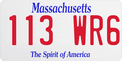 MA license plate 113WR6