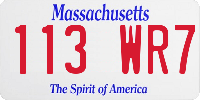 MA license plate 113WR7
