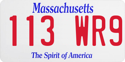 MA license plate 113WR9