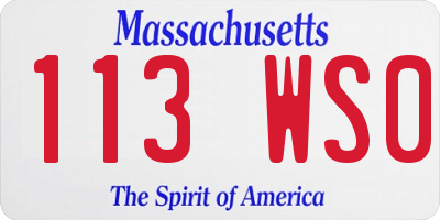 MA license plate 113WS0