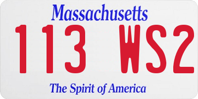 MA license plate 113WS2