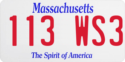 MA license plate 113WS3