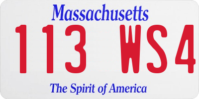 MA license plate 113WS4