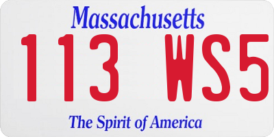 MA license plate 113WS5