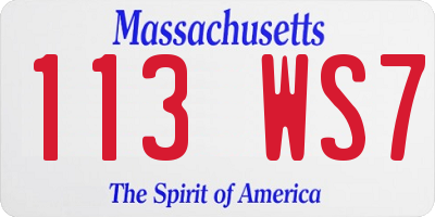 MA license plate 113WS7