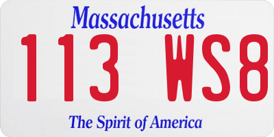 MA license plate 113WS8