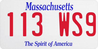 MA license plate 113WS9