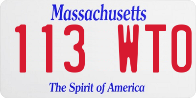 MA license plate 113WT0