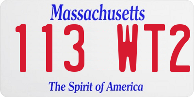 MA license plate 113WT2