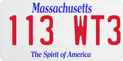 MA license plate 113WT3