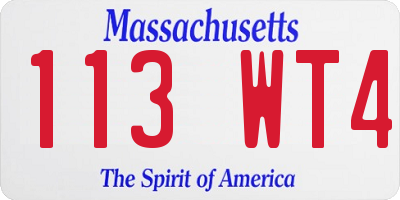 MA license plate 113WT4