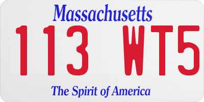 MA license plate 113WT5