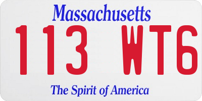 MA license plate 113WT6