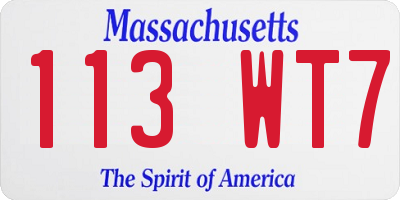 MA license plate 113WT7