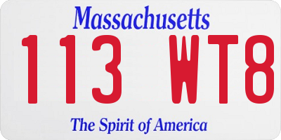 MA license plate 113WT8
