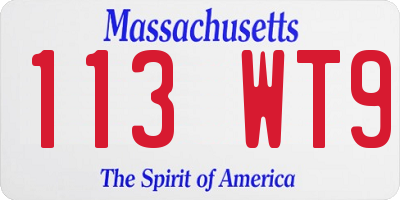MA license plate 113WT9