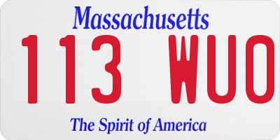 MA license plate 113WU0