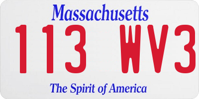MA license plate 113WV3