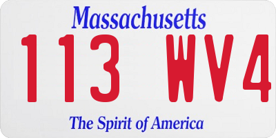 MA license plate 113WV4