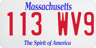 MA license plate 113WV9