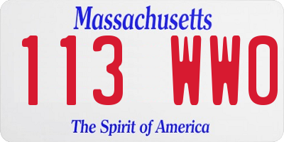 MA license plate 113WW0