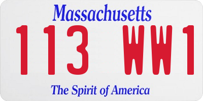 MA license plate 113WW1