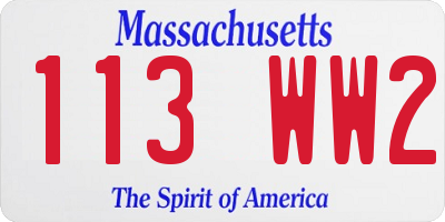 MA license plate 113WW2