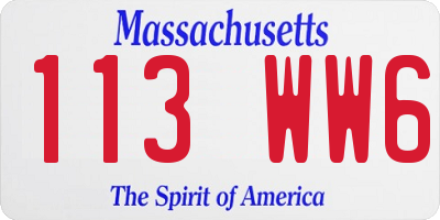 MA license plate 113WW6