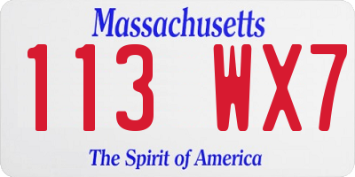 MA license plate 113WX7