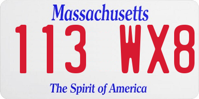 MA license plate 113WX8