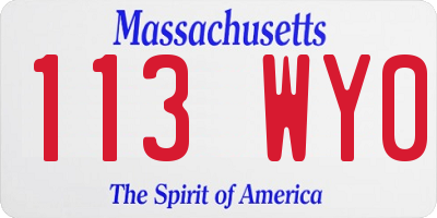 MA license plate 113WY0