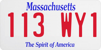 MA license plate 113WY1