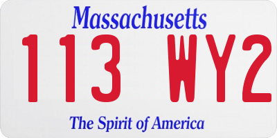 MA license plate 113WY2