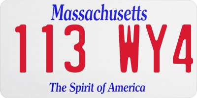 MA license plate 113WY4