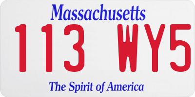 MA license plate 113WY5