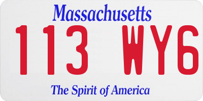 MA license plate 113WY6