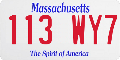 MA license plate 113WY7