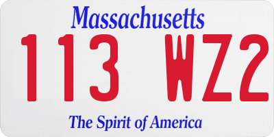 MA license plate 113WZ2