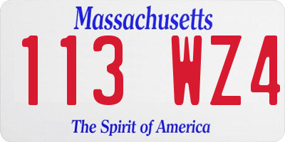 MA license plate 113WZ4