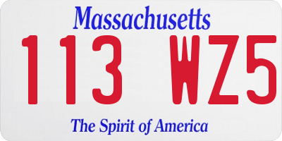 MA license plate 113WZ5