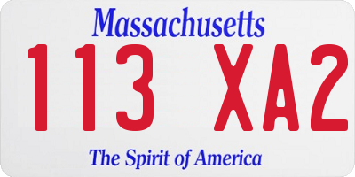 MA license plate 113XA2