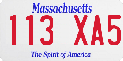 MA license plate 113XA5